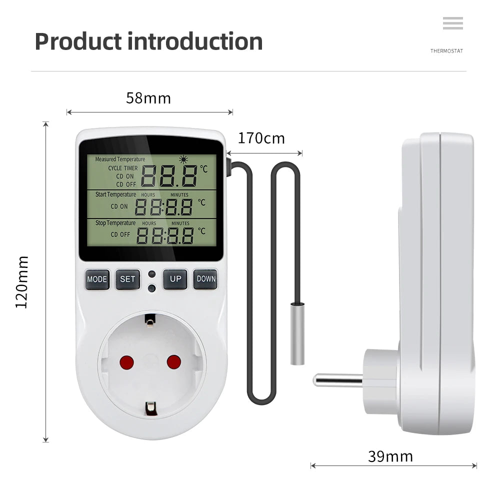Thermostat Numérique KT3100 avec Prise et Sonde - Régulateur de Température pour Terrarium & Aquarium
