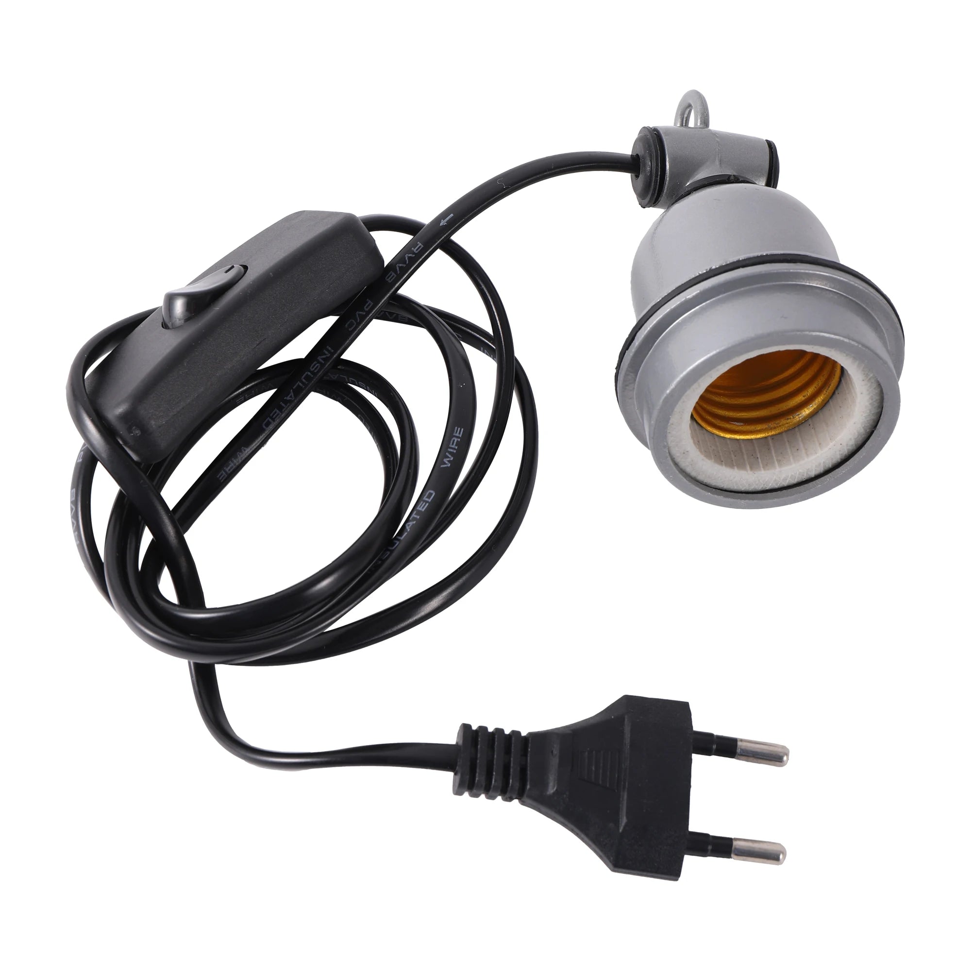 Douille E27 Céramique avec Cordon Interrupteur pour Lampe Chauffante Terrarium