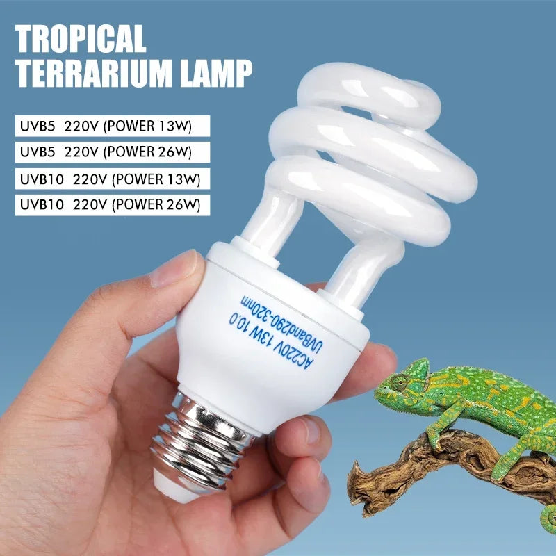 Lampe UVB 5.0/10.0 pour Reptile - Ampoule E27 13W/26W Vitamine D & Calcium