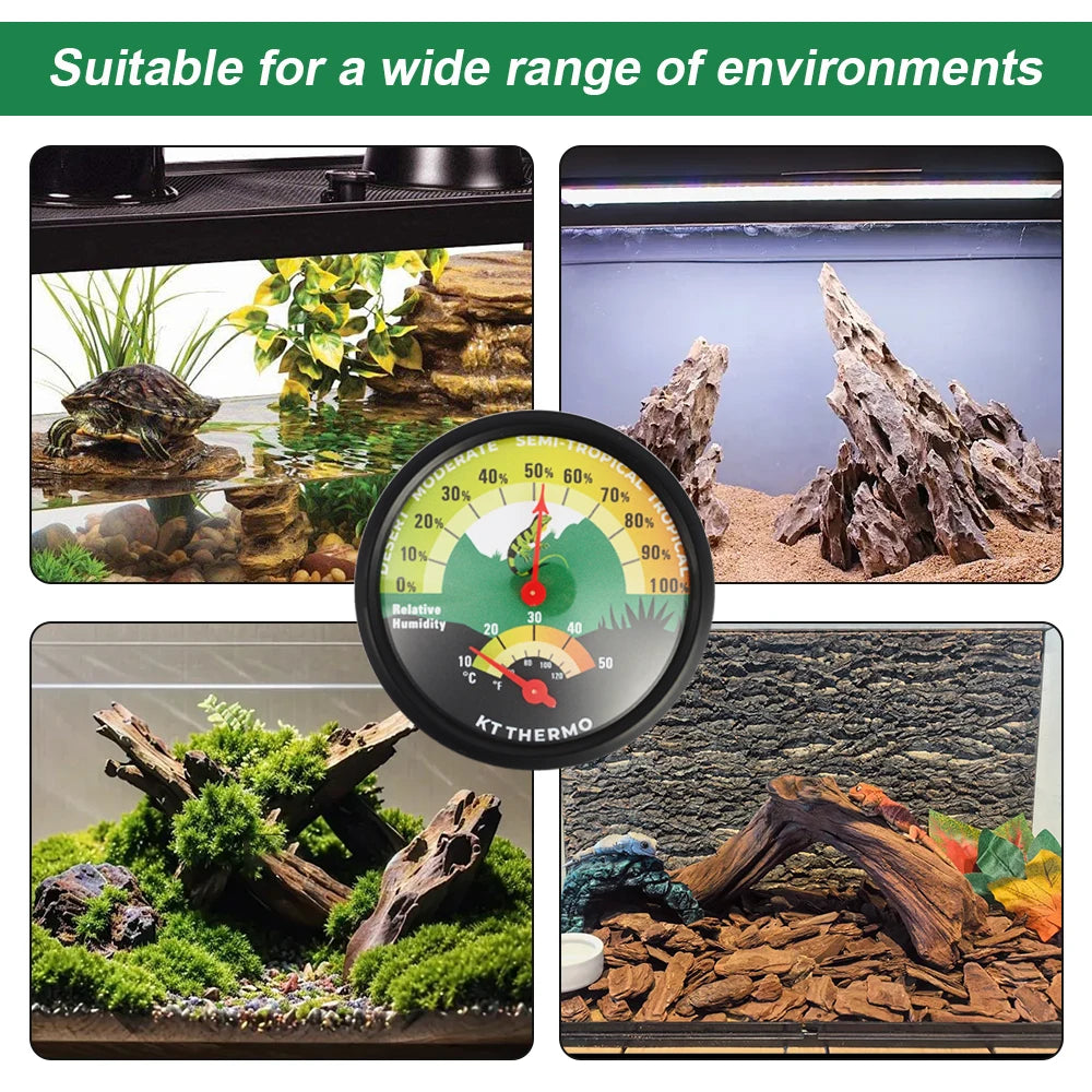 Thermomètre Hygromètre Analogique à Ventouse pour Terrarium - Sans Pile