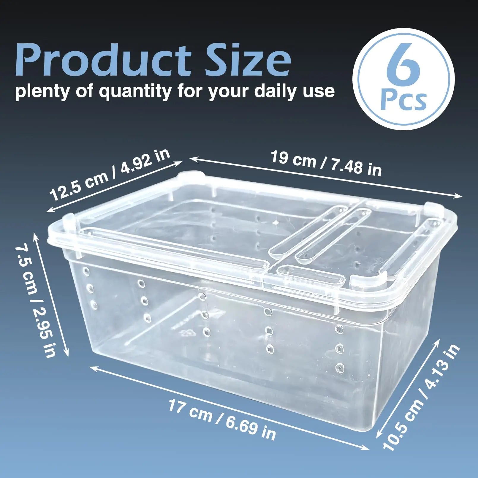 Lot de 6 Boîtes de Transport Transparentes pour Reptiles & Invertébrés