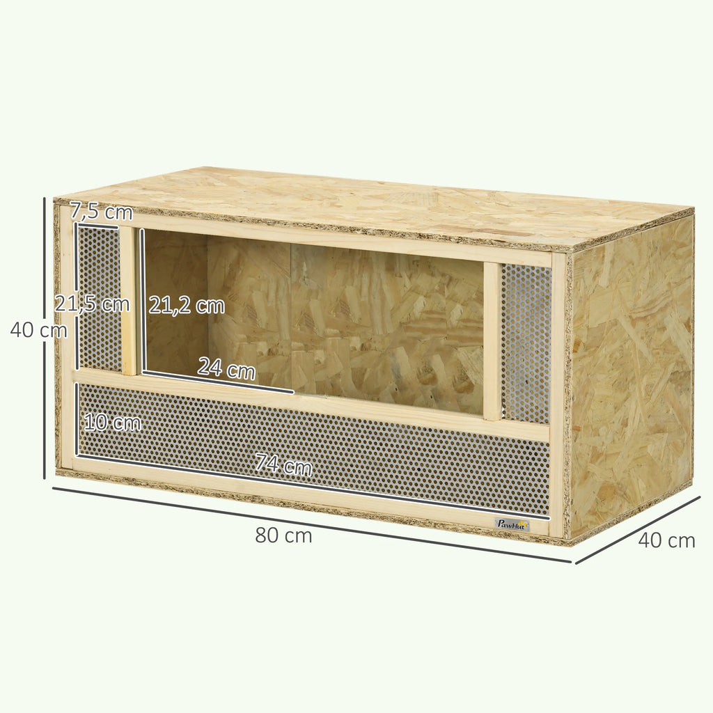 Terrarium en Bois OSB et Verre PawHut 80x40x40cm - Porte Coulissante pour Reptiles